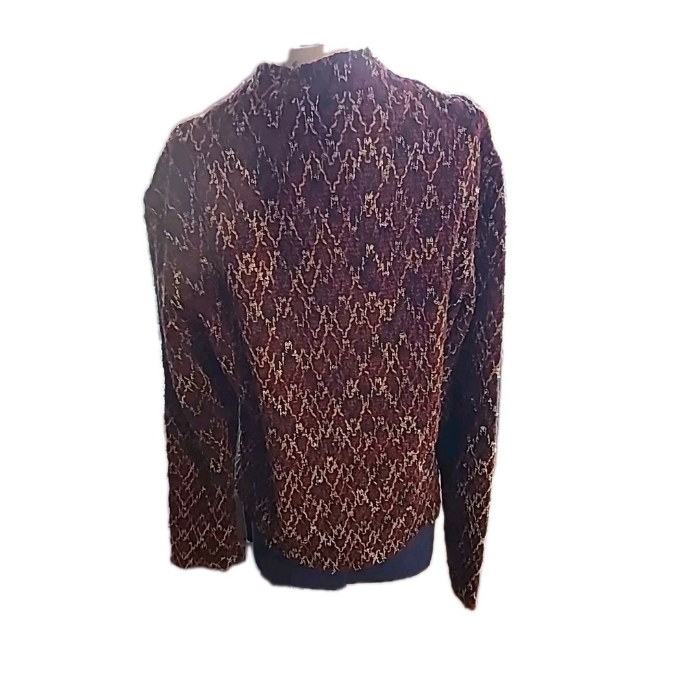 Vintage David Brooks Textured Knit Pullover Sweater L Quarter Zip Earth Tone 90s